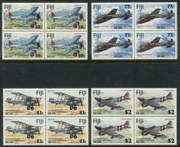 FIJI - 1993 'ANNIVERSARY OF ROYAL AIR FORCE' Set of 4 Blocks MNH [B5712]