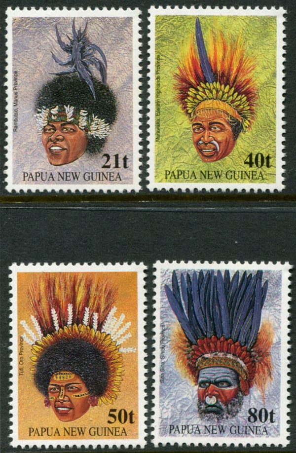 PAPUA NEW GUINEA - 1991 'TRIBAL HEADDRESS' Set of 4 MNH [E5483]