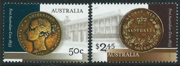 AUSTRALIA - 2005 '1st COIN 150th ANNIVERSARY' Pair MNH [E7997]