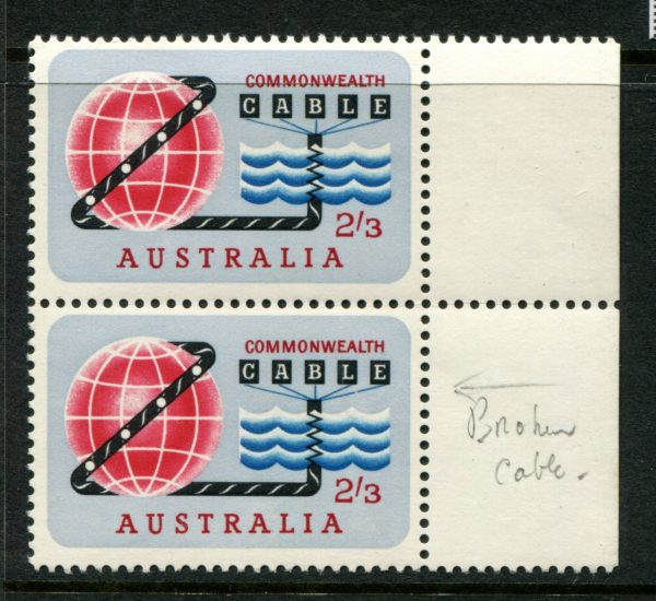 AUSTRALIA - 1963 2/3d 'CABLE' Variety Pair MNH SG362 Cv $50+ [B5987]