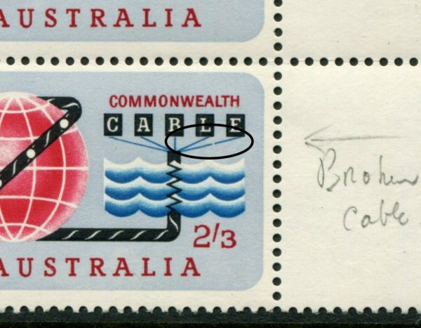 AUSTRALIA - 1963 2/3d 'CABLE' Variety Pair MNH SG362 Cv $50+ [B5987]