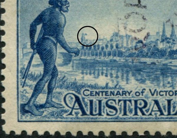 AUSTRALIA - 1934 CENTENARY OF VICTORIA 3d 'BLUE' Flag VFU SG148a Cv $90 [B6482]