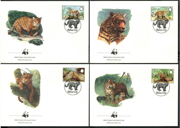 BELIZE - 1983 WWF 'JAGUAR' Set of 4 First Day Covers [E6782]