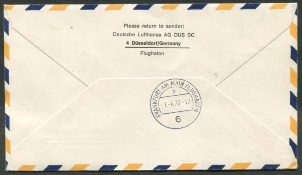 USA -1970 '1st FLIGHT CHICAGO to FRANKFURT' Lufthansa Flight Cover [C3886]