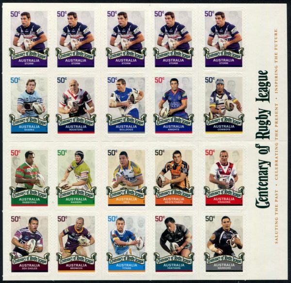 AUSTRALIA - 2008 'CENTENARY OF RUGBY LEAGUE' Self Adhesive Booklet Mint [D2982]