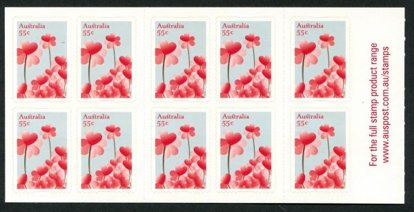 AUSTRALIA - 2009 'WITH LOVE - Heart Flowers' Self Adhesive Booklet of 10 Mint [B6311]