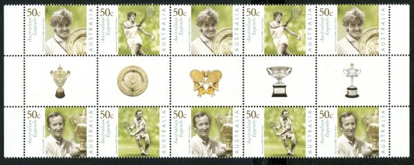 AUSTRALIA - 2003 'TENNIS LEGENDS' Gutter strip MNH [E8047]