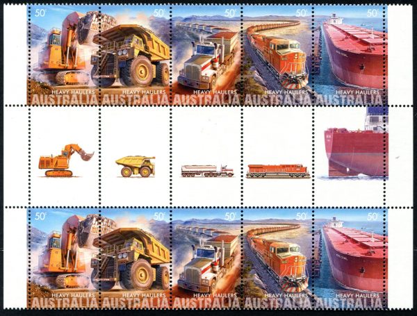 AUSTRALIA - 2008 'HEAVY HAULERS' Gutter strip MNH [E6066]