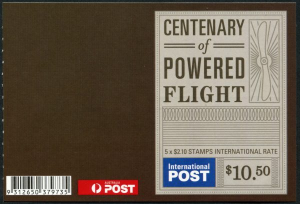 AUSTRALIA - 2010 'CENTENARY OF POWERED FLIGHT' International Self Adhesive Booklet Pane Mint [E8925]