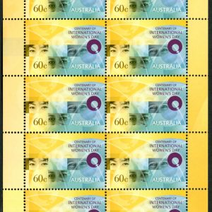 AUSTRALIA - 2011 'CENTENARY of INTERNATIONAL WOMEN'S DAY' Sheetlet of 10 MNH [F1745]