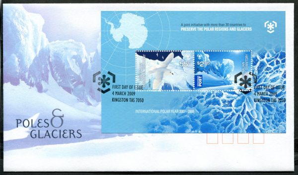 AAT - 2009 'PRESERVE THE POLAR REGIONS & GLACIERS' Miniature Sheet FDC [D8133]