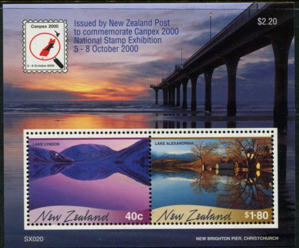 NEW ZEALAND - 2000 'LAKES' Capex Exhibit Overprint Miniature Sheet MNH [E8038]