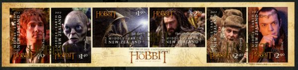 NEW ZEALAND - 2012 'THE HOBBIT' 1st Issue Self Adhesives strip of 6 CTO [B8308]