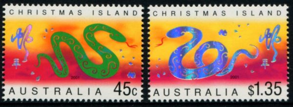 CHRISTMAS ISLAND - 2001 'YEAR OF THE SNAKE' Pair MNH [B8604]