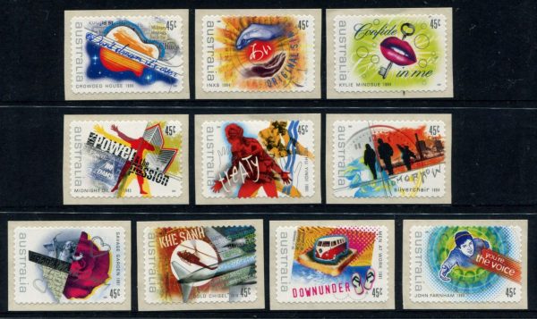 AUSTRALIA - 2001 'ROCK AUSTRALIA' Self Adhesive Set of 10 Mint [E7871]