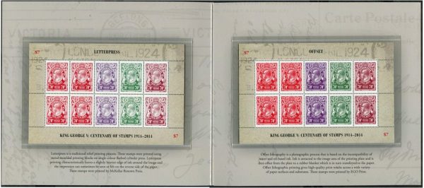 AUSTRALIA - 2014 'CENTENARY OF KGV STAMPS' Miniature Sheets x 2 MNH [F1412]