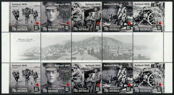 AUSTRALIA - 2015 'CENTENARY of WWI' Gutter strip MNH [E6204]