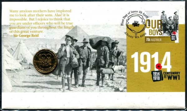 AUSTRALIA - 2014 'CENTENARY OF WWI' PNC $1 Coin [F1394]