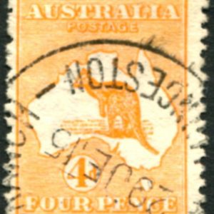 AUSTRALIA - 1913 ROO 1st WMK 4d 'ORANGE' SG6 FU Cv $55 [D0153]