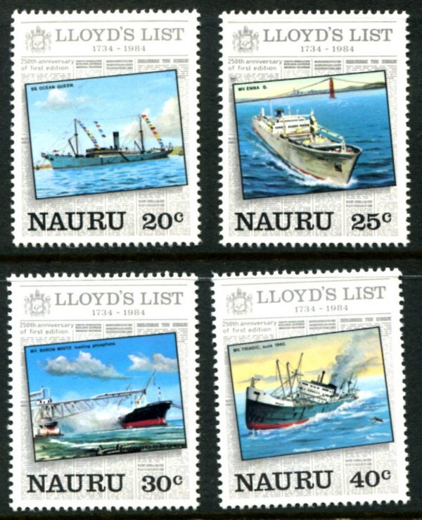 NAURU - 1984 '250th ANN. of LLOYD'S LIST' Set of 4 MNH SG295-298 [D0192]