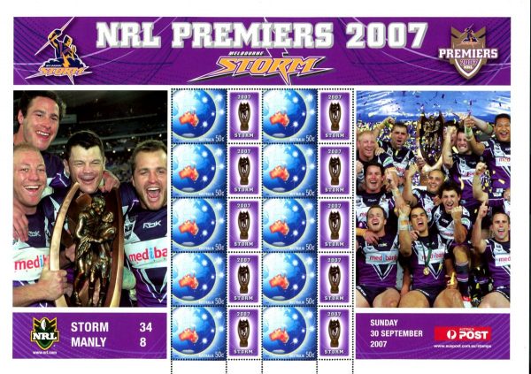 AUSTRALIA - 2007 'NRL PREMIERS - Melbourne Storm' Sheetlet MNH [F0046]