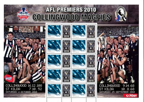 AUSTRALIA - 2010 'AFL PREMIERS - COLLINGWOOD MAGPIES' Sheetlet MNH [F0016]