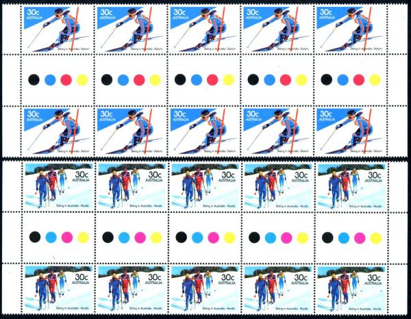 AUSTRALIA - 1984 'SKIING IN AUSTRALIA' Gutter Strip Set of 4 MNH [D0260]