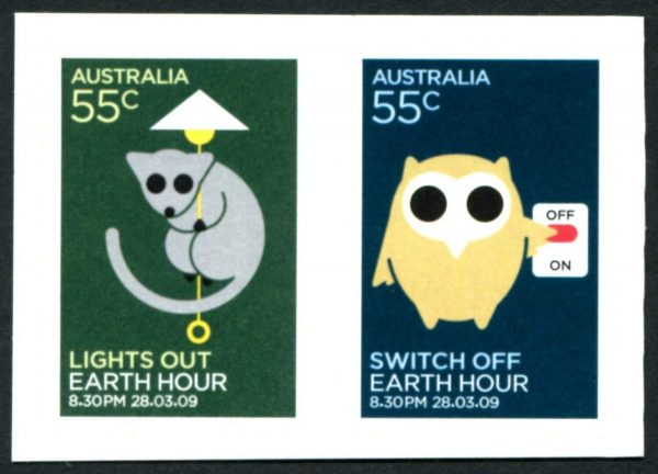 AUSTRALIA - 2009 'EARTH HOUR' Self Adhesive pair Mint [D0803]