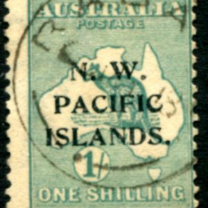 2nd wmk GU 1915 Australia Stamps 1/ blue green Roo SG 28 