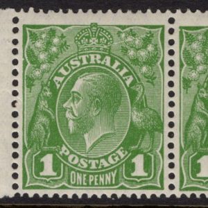 AUSTRALIA - 1928 KGV SM Wmk 1d 'GREEN' SG95var MNH Cv $90 [D5192]