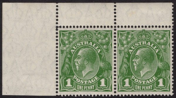 AUSTRALIA - 1926 KGV SM Wmk 1d 'GREEN' SG 86b MNH Cv £95 [D5197]