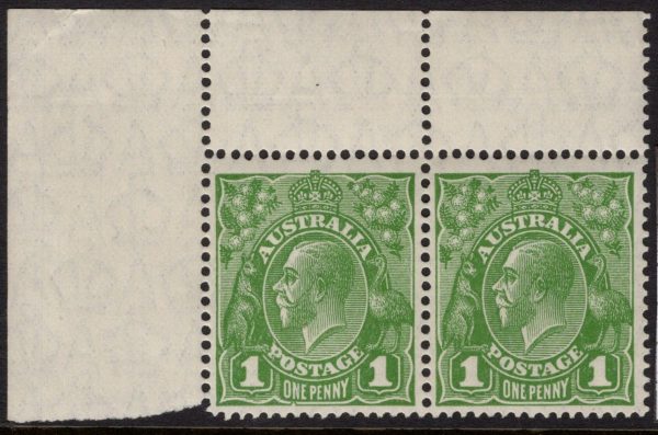 AUSTRALIA - 1928 KGV SM Wmk 1d 'GREEN' SG95ab MNH Cv £350 [D5205]