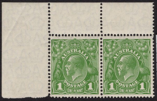 AUSTRALIA - 1928 KGV SM Wmk 1d 'GREEN' SG95ab MNH Cv £350 [D5206]