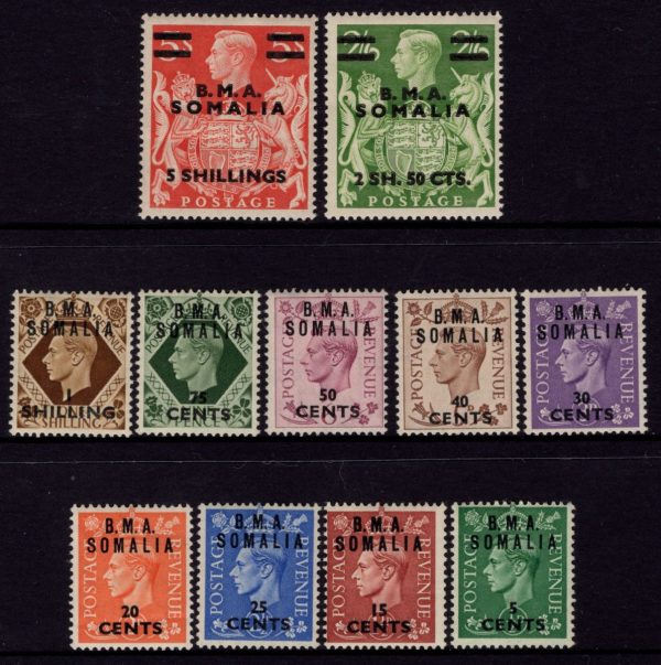 SOMALIA - 1948 Set to 5s on 5s RED SG S10/S20 MH Cv £45 [D5337]