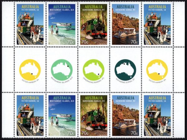 AUSTRALIA - 2014 'TOURIST TRANSPORT' Gutter strip MNH [E6233]