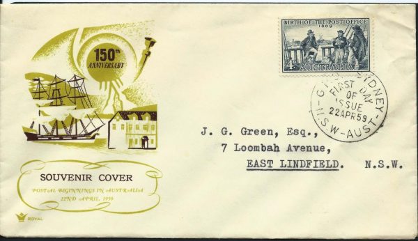 AUSTRALIA - 1959 'BIRTH OF THE POST OFFICE' ‘ROYAL’ First Day Cover [A0341]