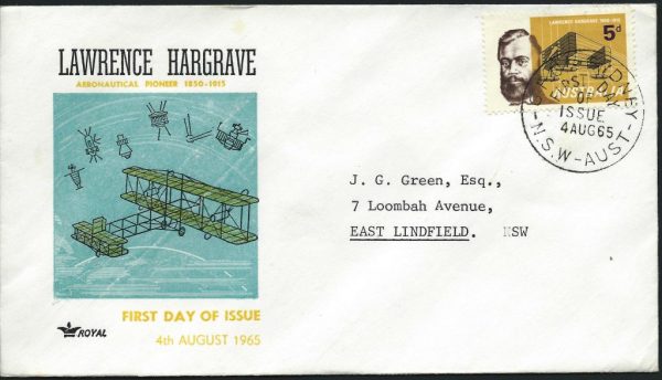 AUSTRALIA - 1965 'LAWRENCE HARGRAVE - Aeronautical Pioneer' ROYAL FDC [A0360]