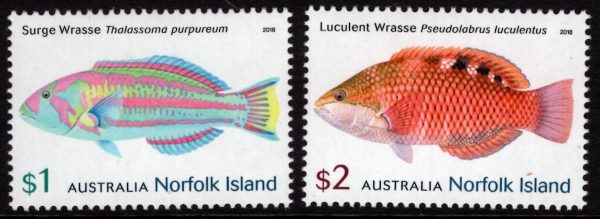 NORFOLK ISLAND - 2018 'FISH - Wrasse' Pair MNH [E8475]