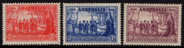 AUSTRALIA - 1937 NSW Sesqui. Cent. Set to 9d PURPLE SG 193/95 MNH Cv $38 [D5736]