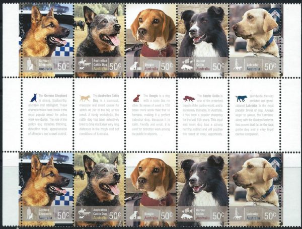 AUSTRALIA - 2008 'WORKING DOGS' Gutter strip MNH [E6065]