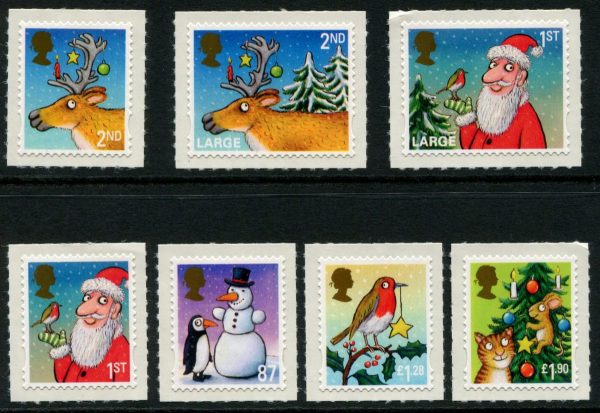 GREAT BRITAIN - 2012 'CHRISTMAS' Self Adhesive Set of 7 Mint [E1102]