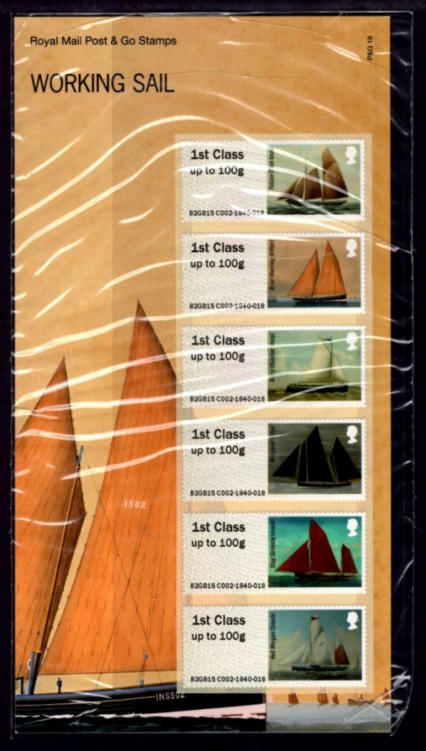 GREAT BRITAIN - 2015 'WORKING SAIL' Self Adhesive Set of 6 MINT [D4231]