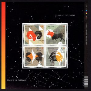 CANADA - 2011 'SIGNS OF THE ZODIAC' Miniature Sheet MNH [D6267]