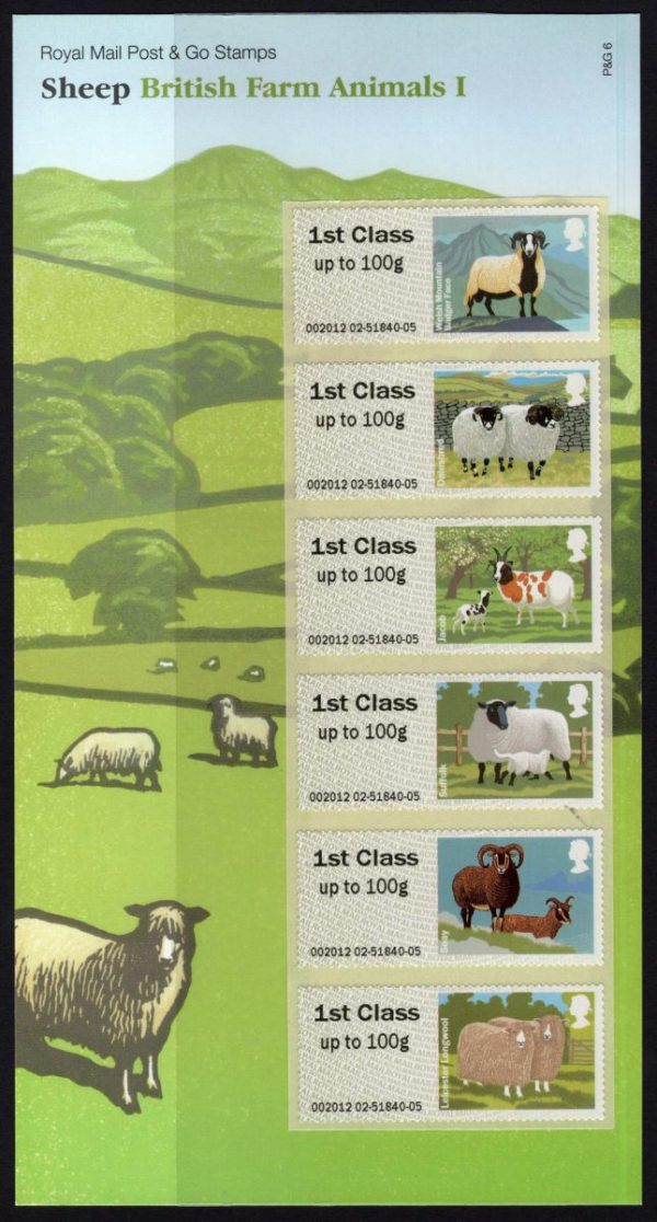 GREAT BRITAIN - 2012 'POST & GO - Farm Animals - Sheep' Self Adhesive Set of 6 Mint [D4682]