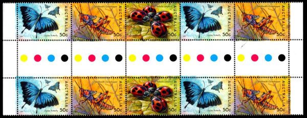 AUSTRALIA - 2003 'BUGS & BUTTERFLIES' Gutter strip MNH [D4656]