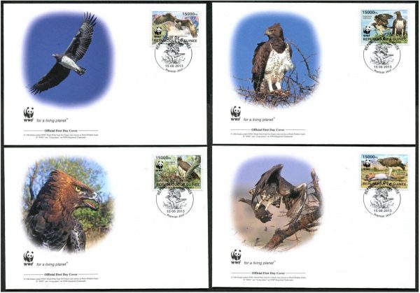 GUINEE - 2013 WWF 'MARTIAL EAGLE' Set of 4 First Day Covers [E7675]