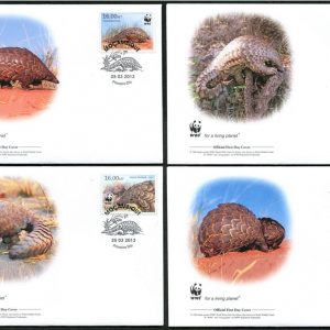 MOZAMBIQUE - 2013 WWF 'TEMMICK'S GROUND PANGOLIN' Set of 4 First Day Covers [E7784]