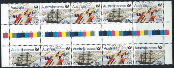 AUSTRALIA - 1986 '150th ANNIVERSARY of SOUTH AUSTRALIA' Gutter Strip MNH [E9070]