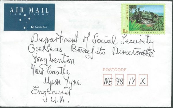 AUSTRALIA - 1990's $1.20 CHRISTMAS ISLAND Cover to England [A2604]