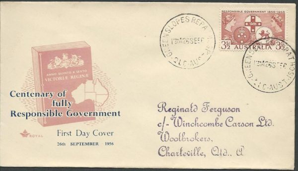 AUSTRALIA - 1956 'RESPONSIBLE GOVERNMENT' ROYAL First Day Cover [A4132]